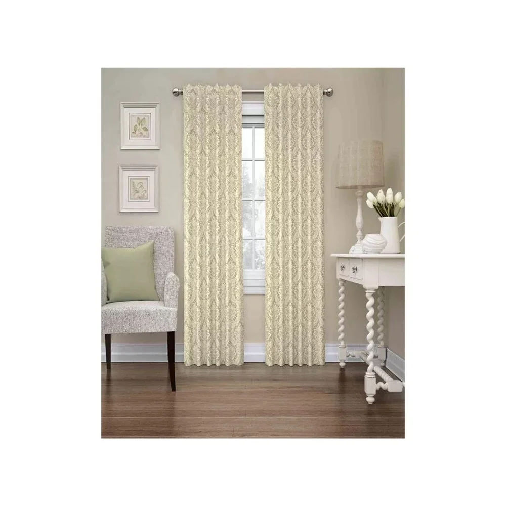 Waverly NIP Linen 1-Panel DONNINGTON Damask Light Filtering Window Curtain 52x63